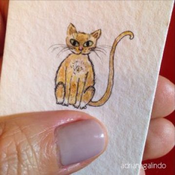 Gato, aquarela sobre papel, miniatura - DISPONÍVEL