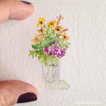 Amor em miniatura, aquarela emoldurada 🎨 available