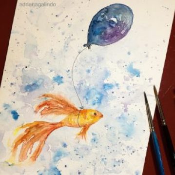 Fish, Watercolor / aquarela 21 x 15 cm. Sold
